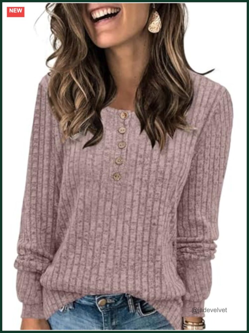 Womens Lightweight Henley Sweater Long Sleeve Crewneck Tunic Top Casual Fall